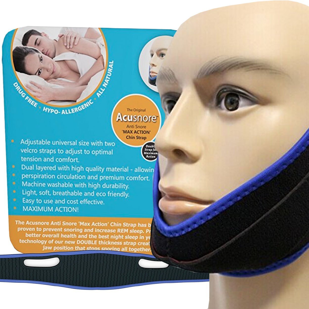 Acusnore Anti Snoring Double Support "Max Action" Chin Strap