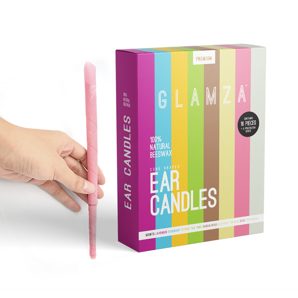 Glamza Premium Ear Candles - 16 Candles with Ear Protection Discs