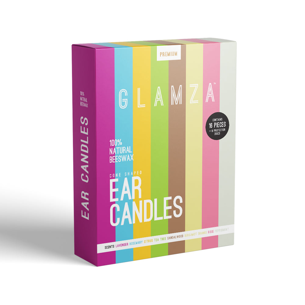 Glamza Premium Ear Candles - 16 Candles with Ear Protection Discs