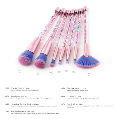 7pc Unicorn Glitter Make Up Brushes - Pink Glitter