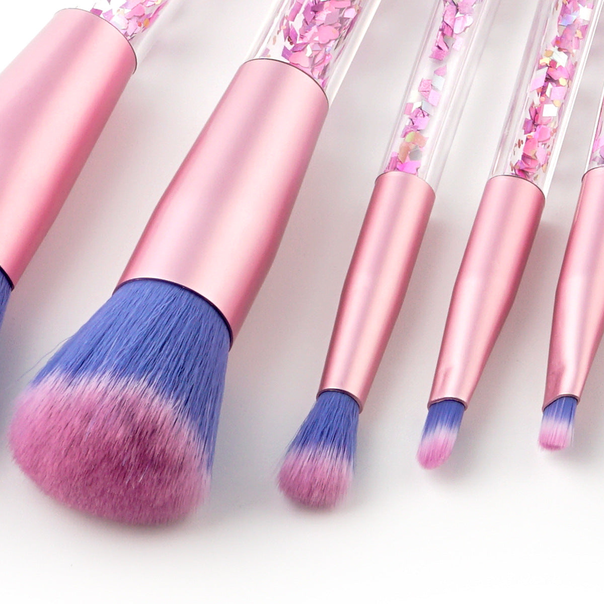 7pc Unicorn Glitter Make Up Brushes - Pink Glitter