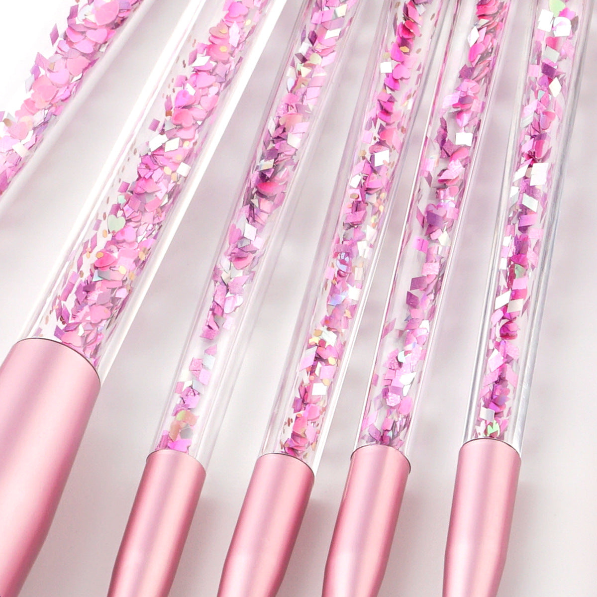 7pc Unicorn Glitter Make Up Brushes - Pink Glitter