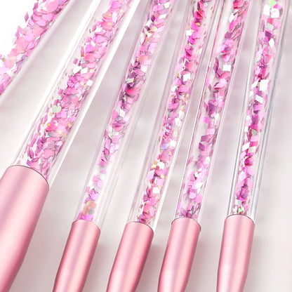 7pc Unicorn Glitter Make Up Brushes - Pink Glitter