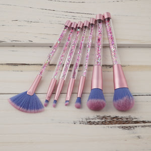 7pc Unicorn Glitter Make Up Brushes - Pink Glitter