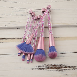 7pc Unicorn Glitter Make Up Brushes - Pink Glitter