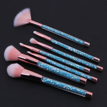Load image into Gallery viewer, 7pc Mermaid Glitter Make Up Brushes - Blue Crystal