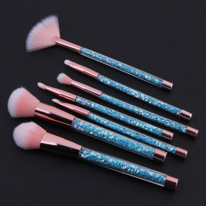 7pc Mermaid Glitter Make Up Brushes - Blue Crystal