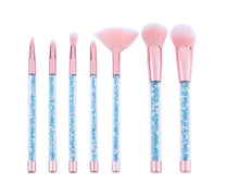 Load image into Gallery viewer, 7pc Mermaid Glitter Make Up Brushes - Blue Crystal