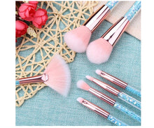 Load image into Gallery viewer, 7pc Mermaid Glitter Make Up Brushes - Blue Crystal