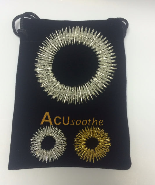 Acusoothe Acupressure Bracelet Silver and Rings Silver and Gold