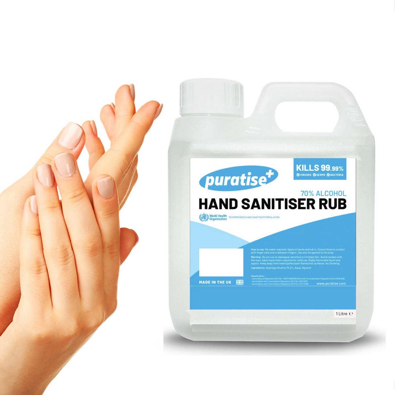 Puratise 1 Litre Hand Sanitiser Rub