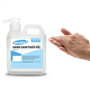 Puratise 1 Litre Hand Sanitiser Gel with Pump to fit 38mm Neck