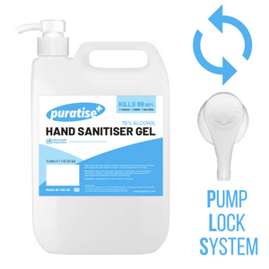 Puratise 5 Litre Hand Sanitiser Gel with Pump to fit 38mm Neck