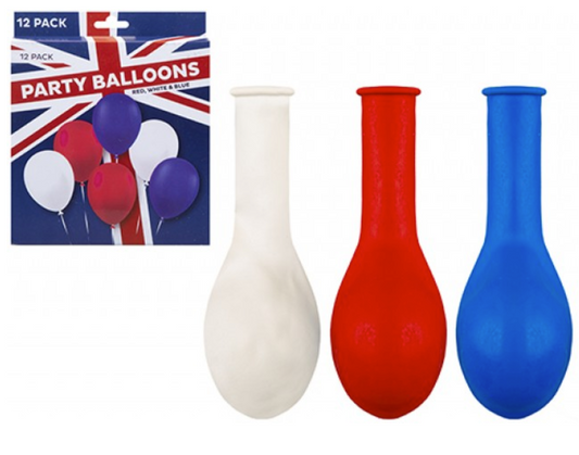 12 Pack Union Jack Balloons - Kings Coronation