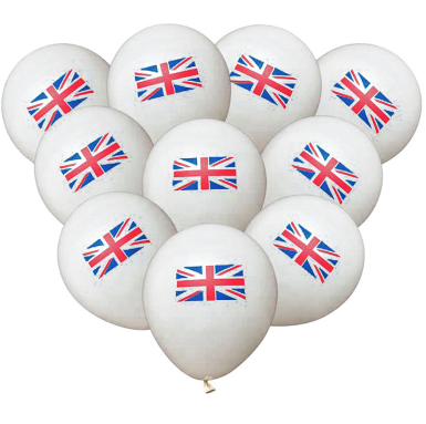 UNION JACK FLAG PRINTED ON BALLOON - 10 PACK