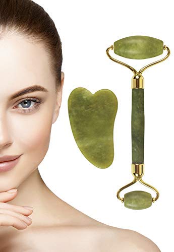 Glamza Jade Roller & Gua Sha Scraping Tool Set