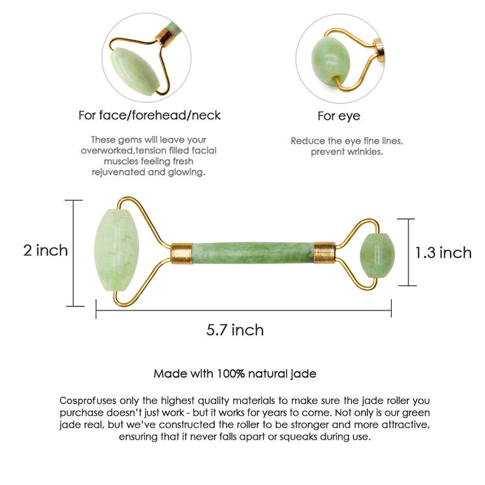 Glamza Jade Roller & Gua Sha Scraping Tool Set