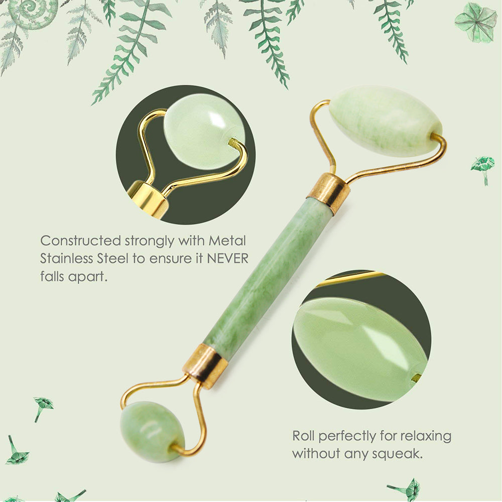 Glamza Jade Roller & Gua Sha Scraping Tool Set