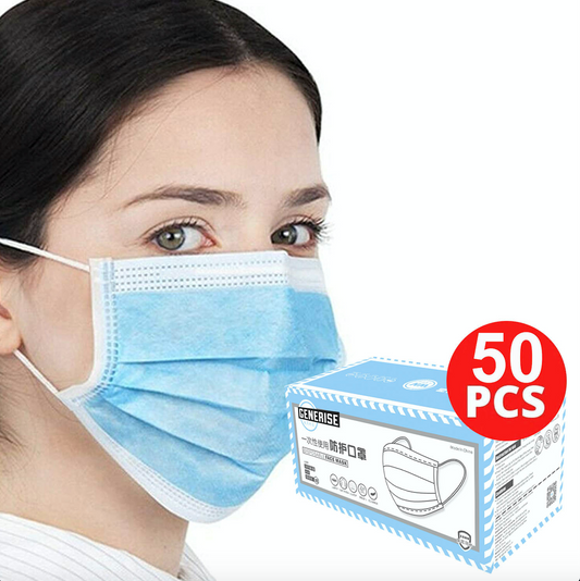 Generise 3 Ply Disposable Face Masks - Blue 50pcs WN