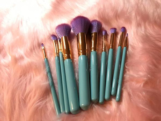 Glamza half Mermaid half Unicorn Brush Set 10pc - NO CLAMSHELL