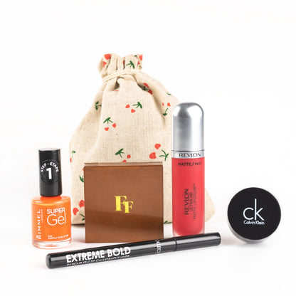 Glamza 5pc LUXURY BRANDS Lucky Dip Hessian Beauty Bag