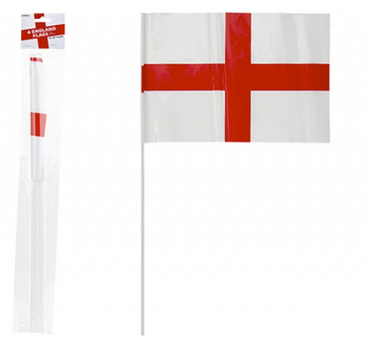 Generise ST GEORGE PK4 12X8" PLASTIC FLAGS WITH STICKS