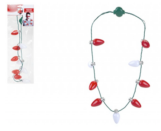 Generise ST GEORGE RED/WHITE IC CONTROL 9 BULB NECKLACE W/HEADER CARD