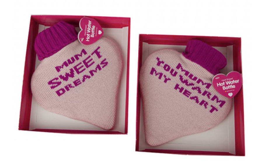 Generise 1 Litre Hot Water Bottle Heart Shaped with Cover