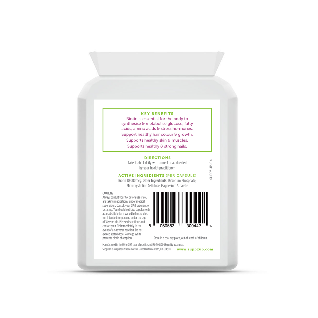SUPPZUP -BIOTIN 10,000MCG 120 TABLETS