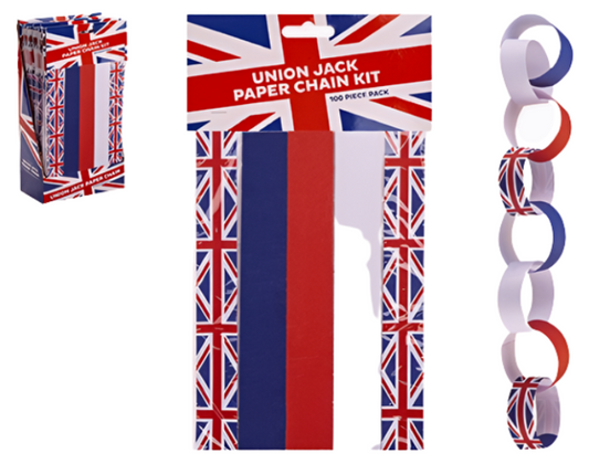 100 Pack Union Jack Paper Chains