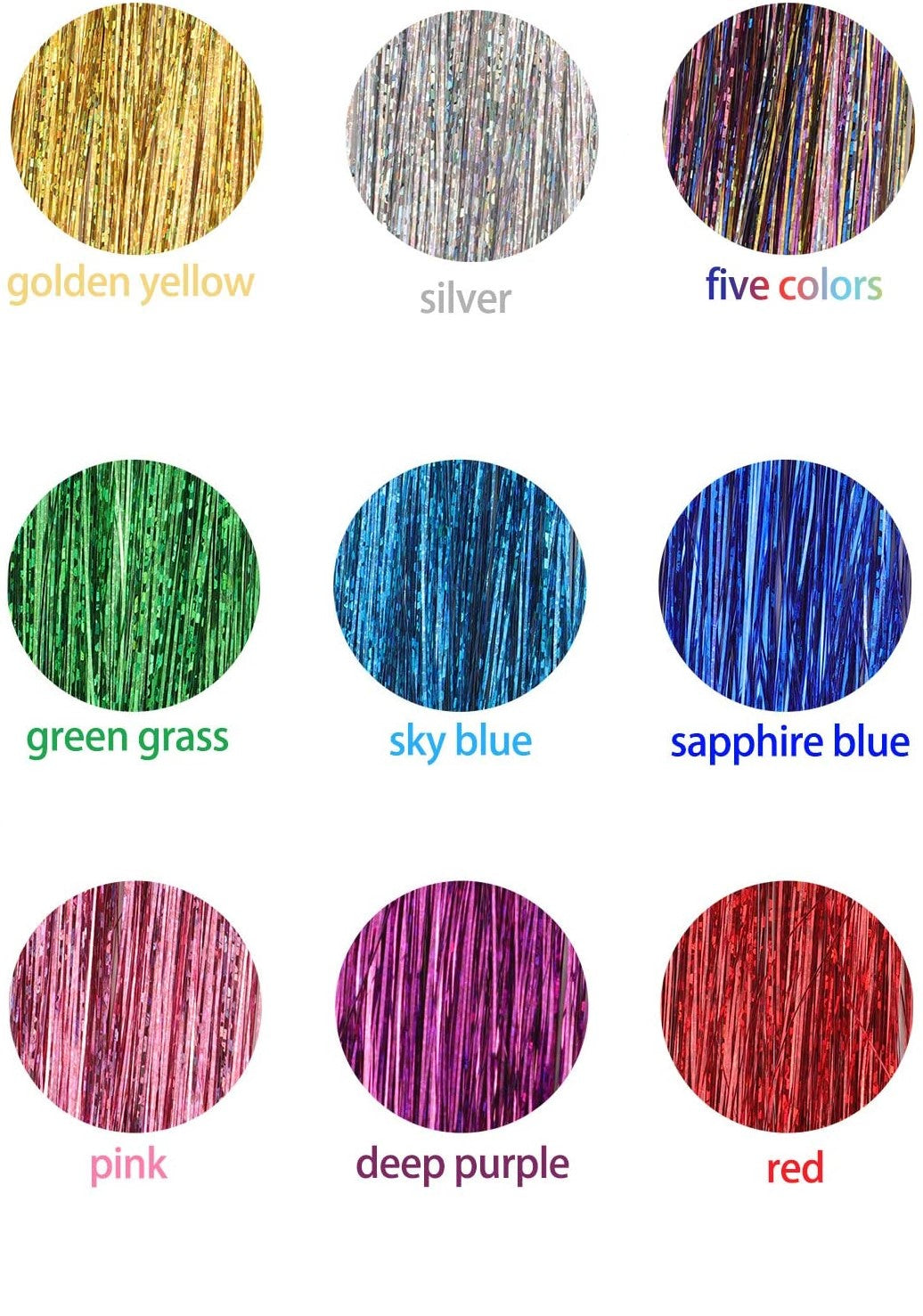 Glamza Sparkling Hair Tinsel - 9 Bright Colours to Choose From!
