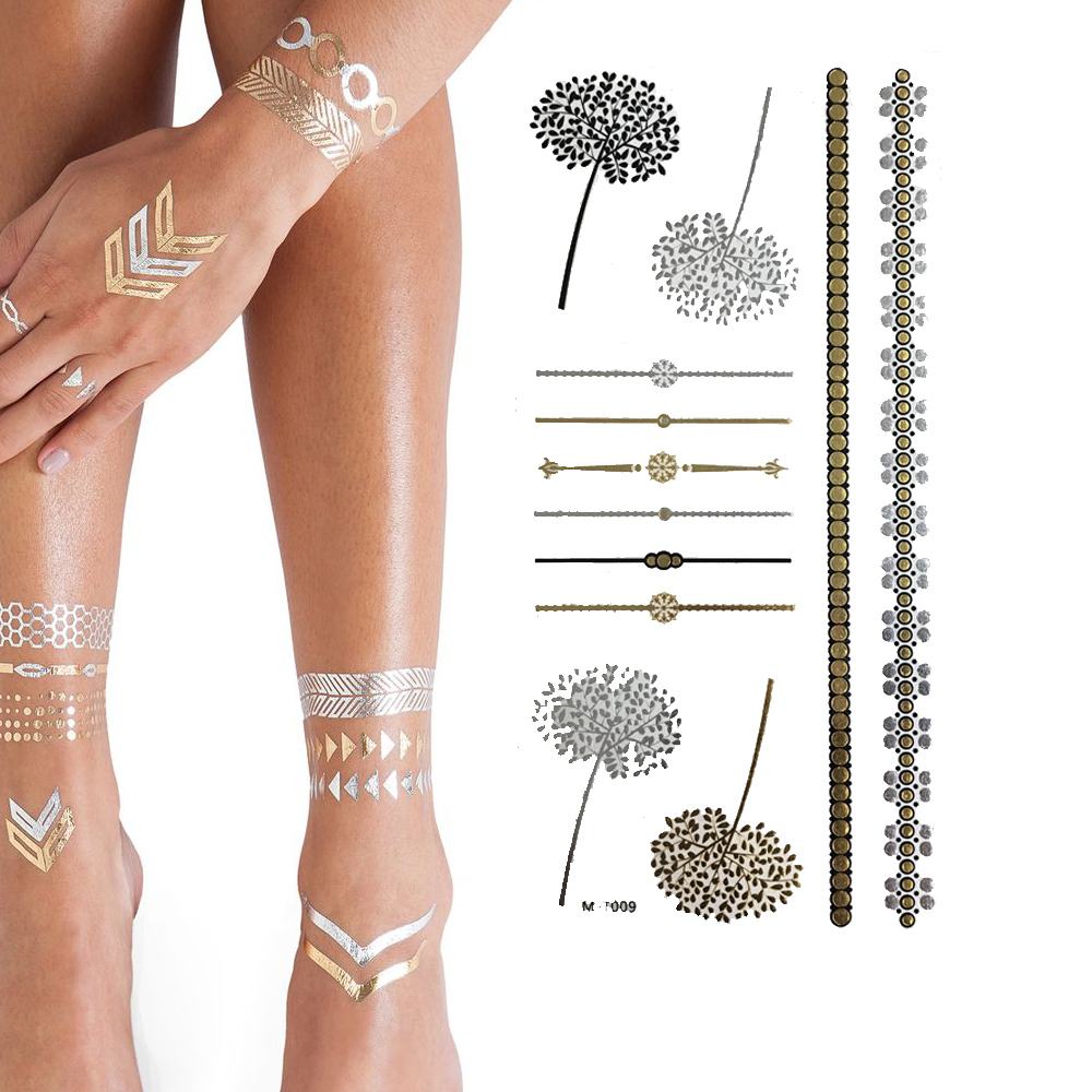 Love Island Inspired Summer Festival and Beach Holiday Metallic Tattoos