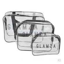 Load image into Gallery viewer, Glamza 3pc Clear Travel Bags Set - Pink or Black