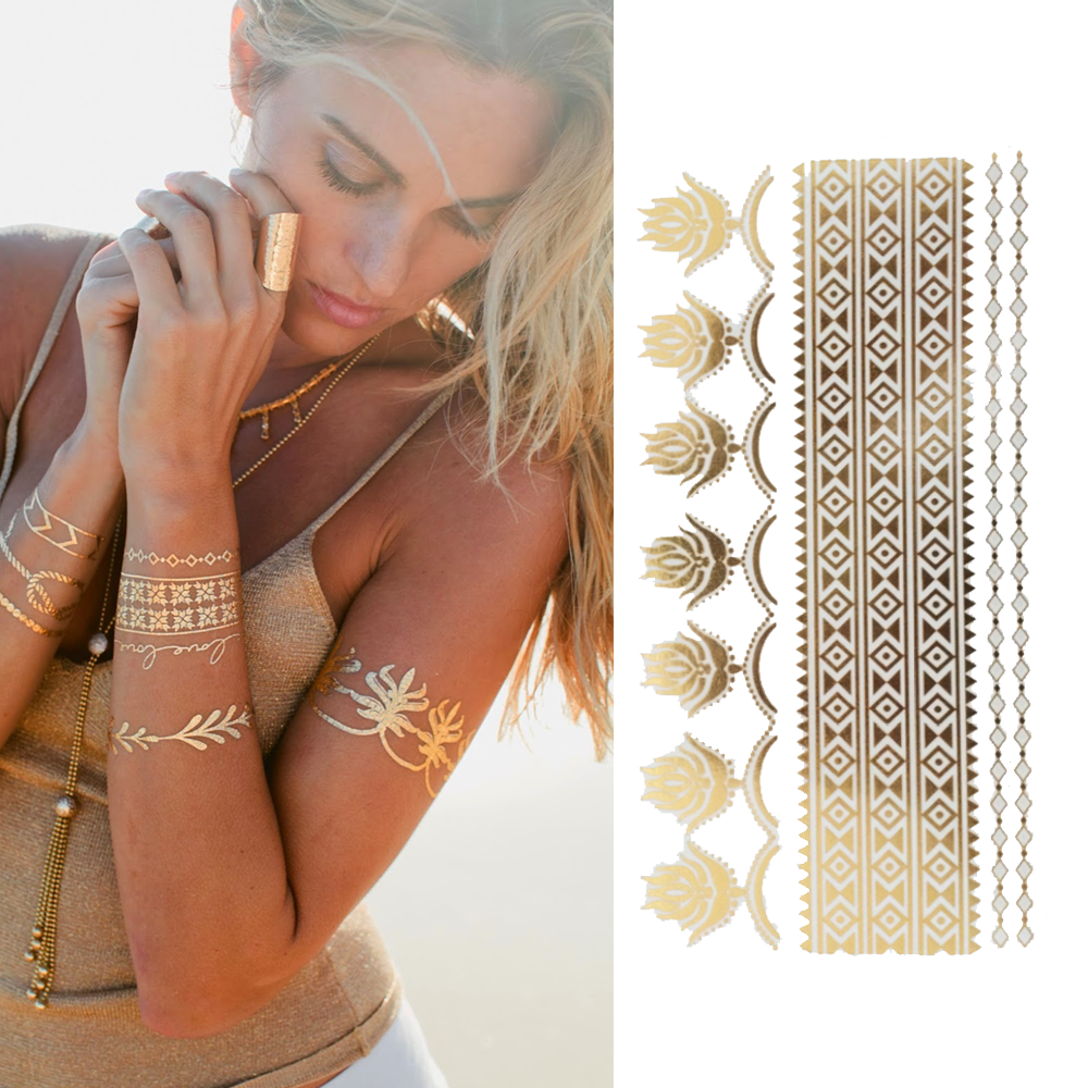 Love Island Inspired Summer Festival and Beach Holiday Metallic Tattoos