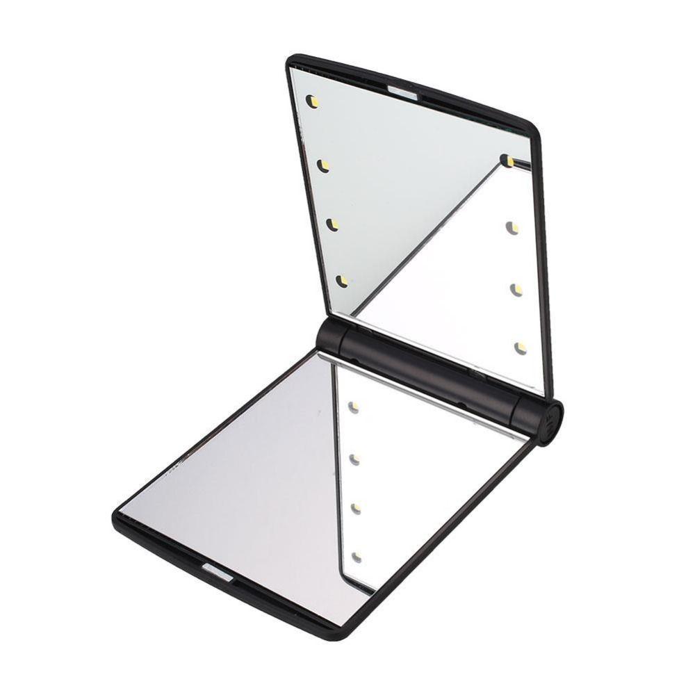 Glamza Portable LED Make Up Flip Mirror Black