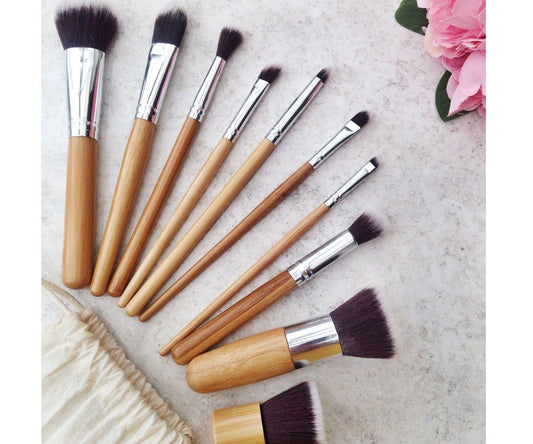 Glamza Bamboo Make Up Brush Set - 6pc or 10pc