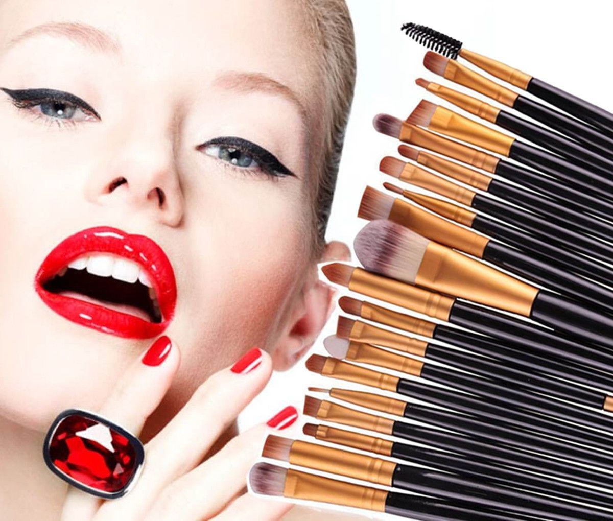 Glamza 20pc Makeup Brush Set - Black
