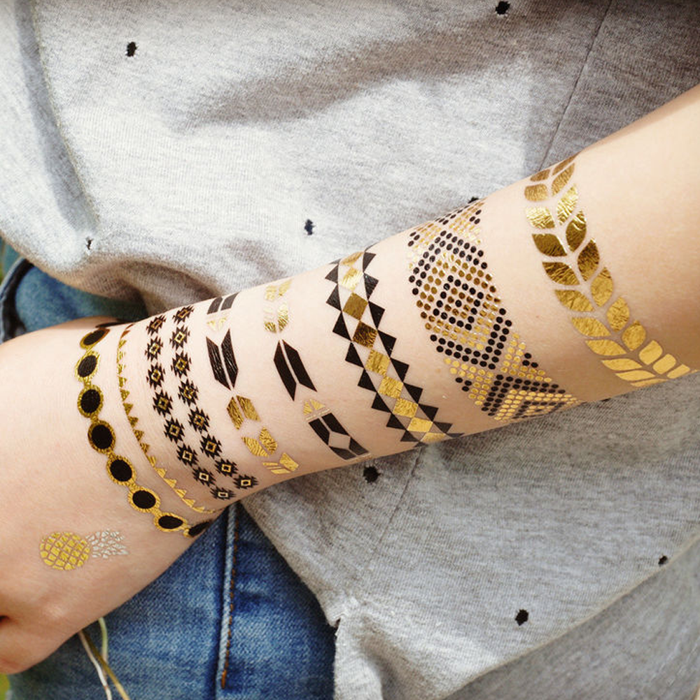 Love Island Inspired Summer Festival and Beach Holiday Metallic Tattoos