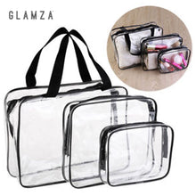Load image into Gallery viewer, Glamza 3pc Clear Travel Bags Set - Pink or Black