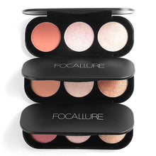 Load image into Gallery viewer, Focallure Triple Colour Blush &amp; Highlighter Palette - Cruelty Free!