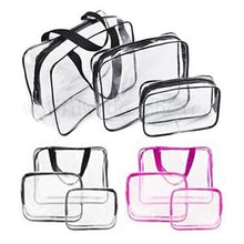 Load image into Gallery viewer, Glamza 3pc Clear Travel Bags Set - Pink or Black