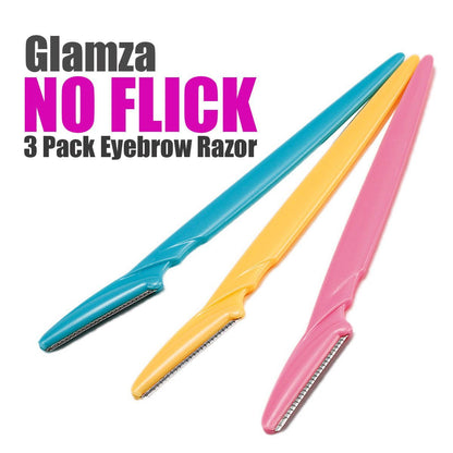 Glamza 3 Pack Eyebrow Razor- No Flick