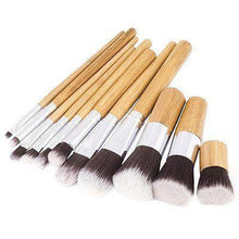 Load image into Gallery viewer, 11pc Luxury Bamboo Makeup Brushes with Pouch